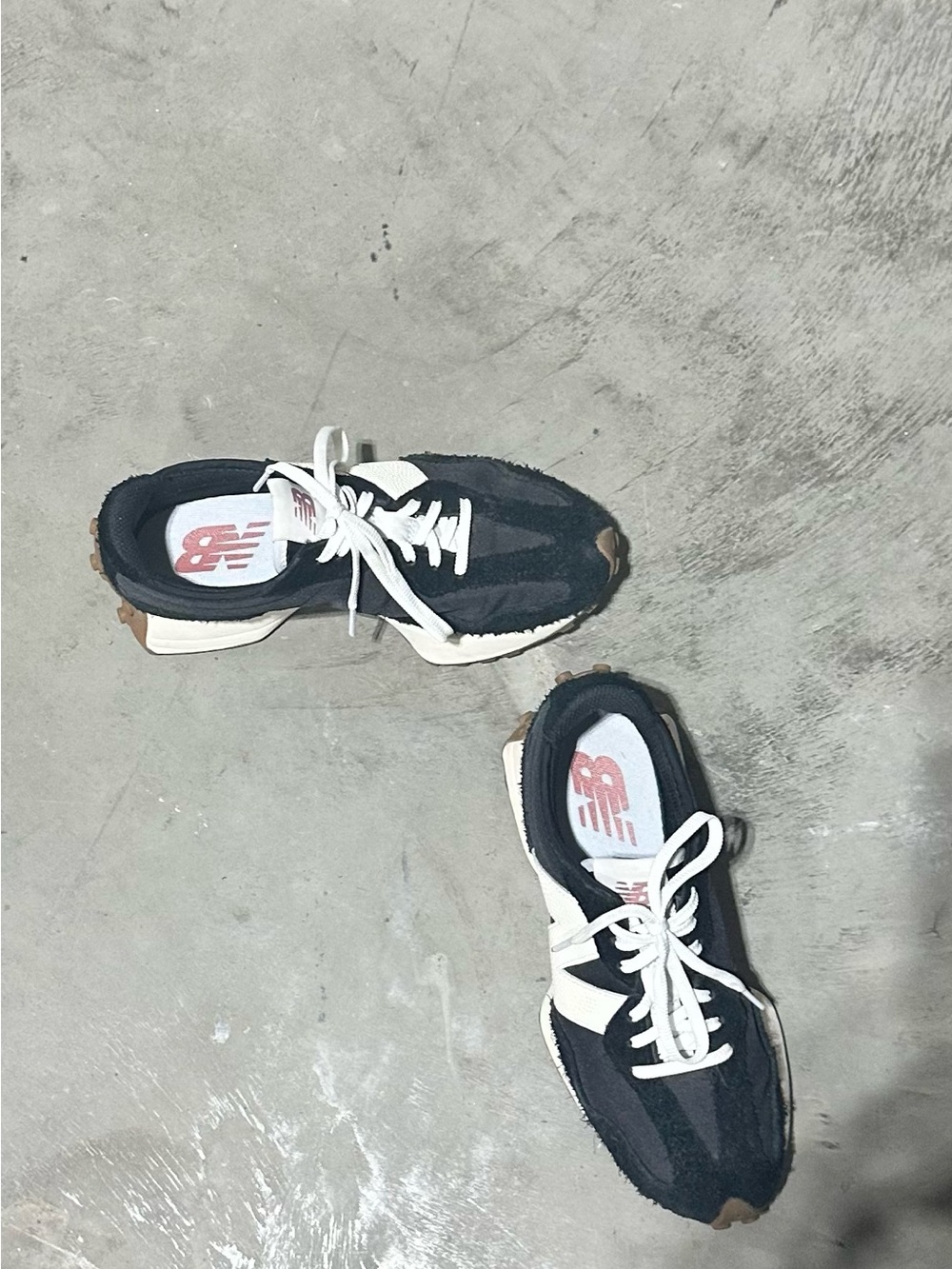 New Balance Black White Sneakers with Brown Accents